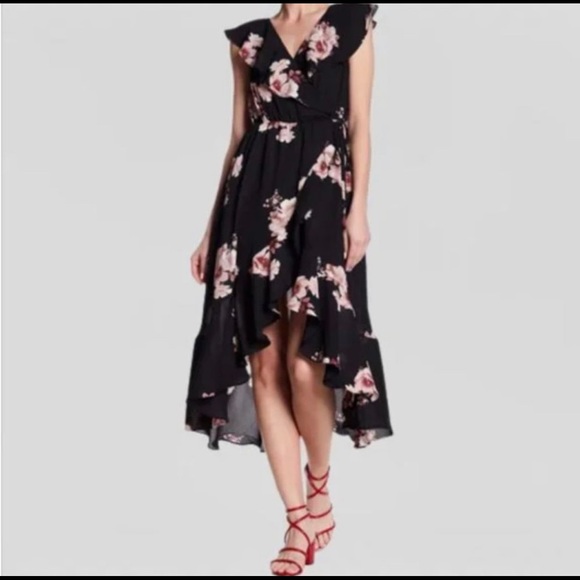 Soprano Floral Hi-Lo Faux Wrap Dress. 3XL - Picture 2 of 3